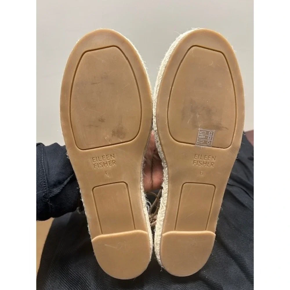 NWOT‎ Eileen Fisher Women 6 Strappy Espadrille Flats Sandals Toffee Cream Resort